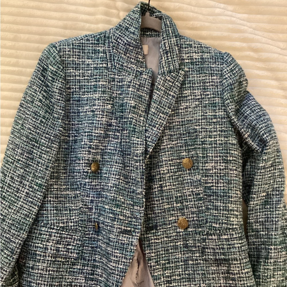 LOFT Blue and White Tweed Blazer